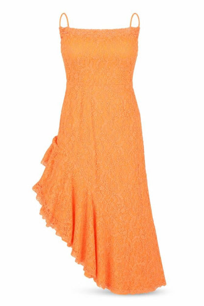 Boohoo Women’s Orange Lace One Shoulder Asymmetric Bodycon Dress Size 10