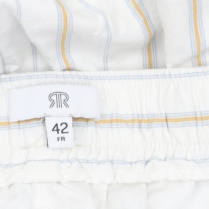 La Redoute Women’s White Striped Button Skirt Size 14 Linen Blend