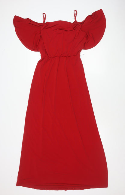 Début Women’s Red Off Shoulder Fit & Flare Dress Size 8