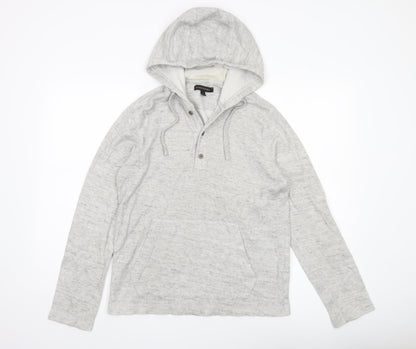 Banana Republic Men’s Grey Linen Cotton Henley Hoodie Jumper Size S