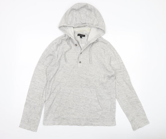 Banana Republic Men’s Grey Linen Cotton Henley Hoodie Jumper Size S