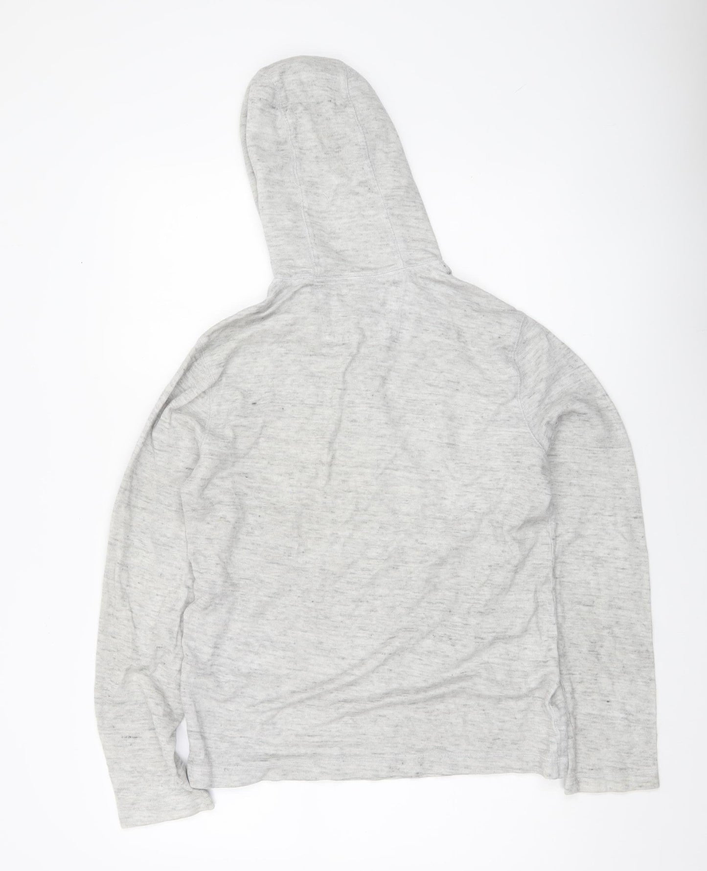 Banana Republic Men’s Grey Linen Cotton Henley Hoodie Jumper Size S