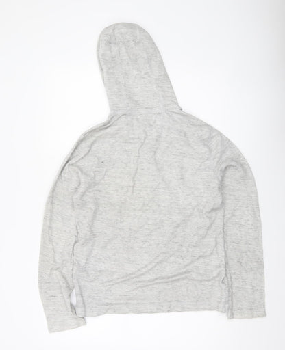 Banana Republic Men’s Grey Linen Cotton Henley Hoodie Jumper Size S