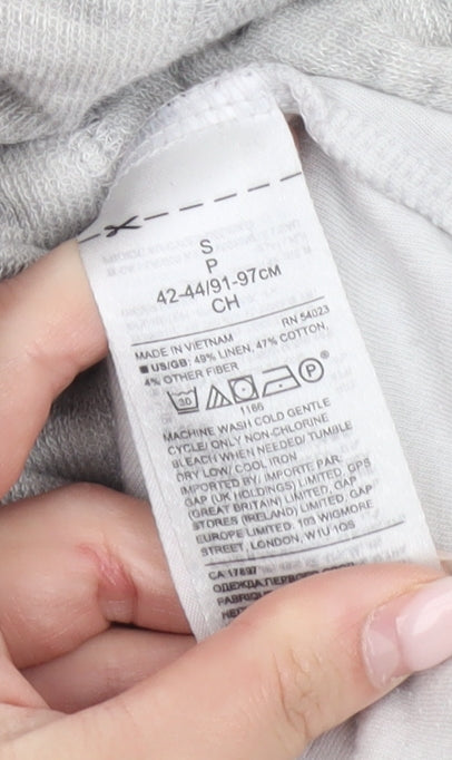 Banana Republic Men’s Grey Linen Cotton Henley Hoodie Jumper Size S