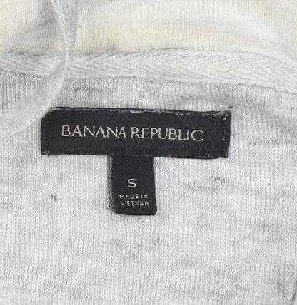 Banana Republic Men’s Grey Linen Cotton Henley Hoodie Jumper Size S