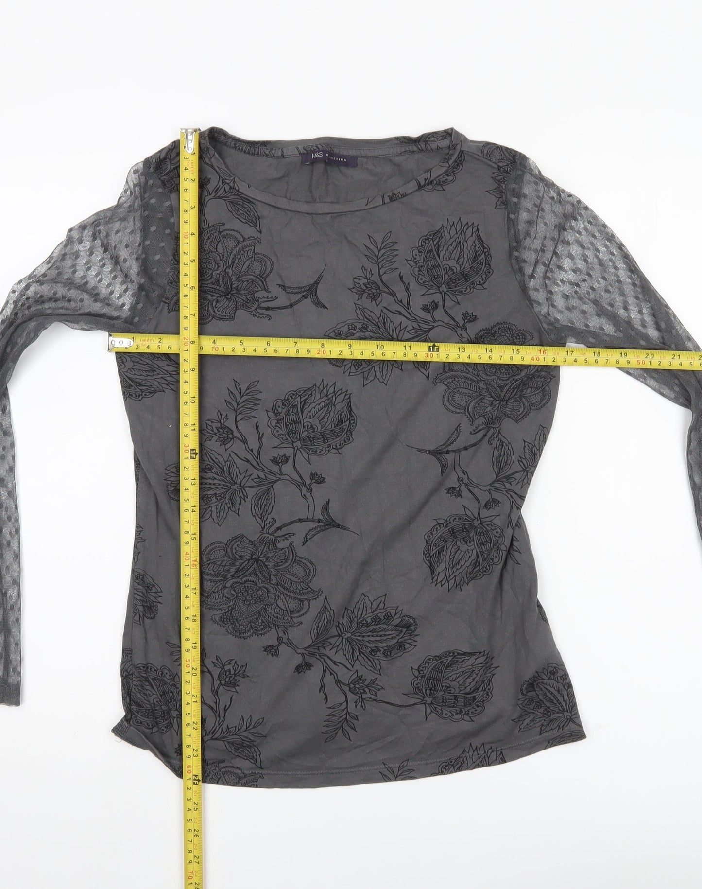 Womens UK Size 10 Marks and Spencer Grey Tunic Blouse
