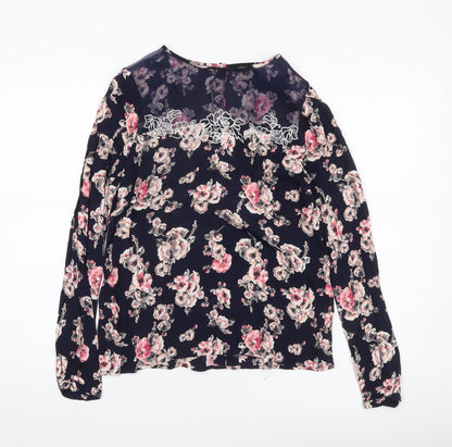 River Island Womens Floral Blouse Size 10 Multicoloured Long Sleeve Tunic