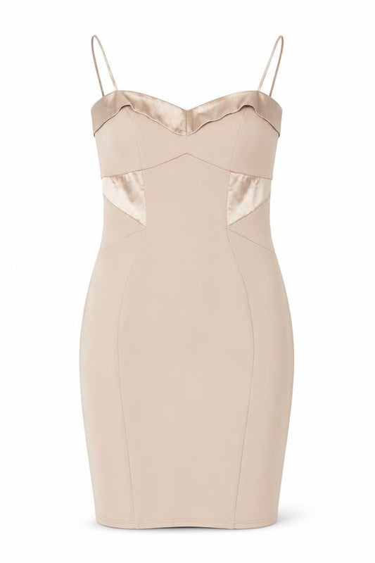 Lipsy London Women’s Beige Size 10 Bodycon Knee Length Dress