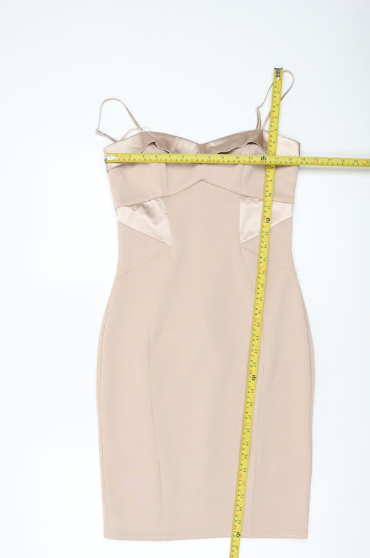 Lipsy London Women’s Beige Size 10 Bodycon Knee Length Dress