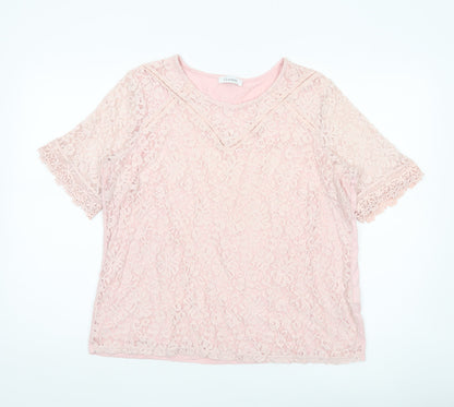 Womens UK Size 16 Marks and Spencer Pink Lace Blouse