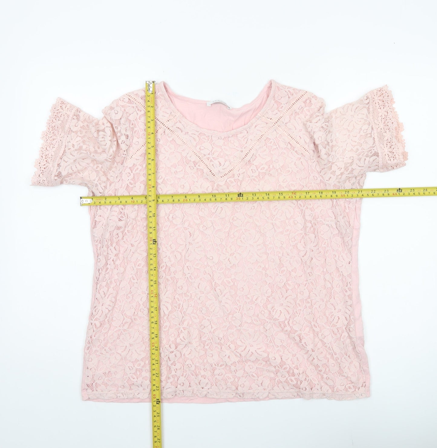 Womens UK Size 16 Marks and Spencer Pink Lace Blouse