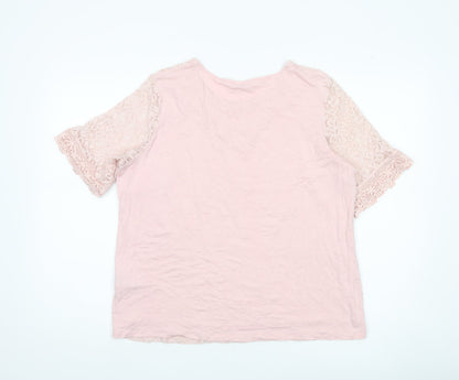 Womens UK Size 16 Marks and Spencer Pink Lace Blouse