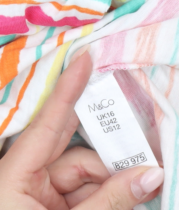 Womens UK Size 16 M&Co Multicoloured Basic T-Shirt