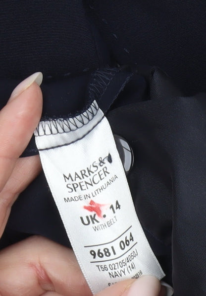 Womens UK Size 14 Marks and Spencer Blue Overcoat