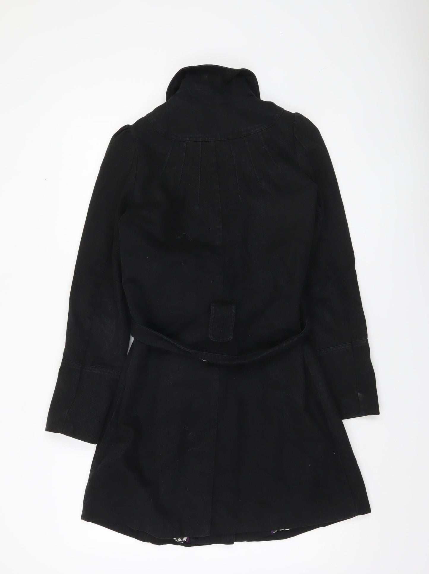 Pepe Jeans Women’s Black Trench Coat Size S Cotton Belted