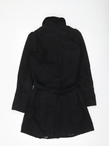 Pepe Jeans Women’s Black Trench Coat Size S Cotton Belted