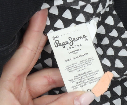 Pepe Jeans Women’s Black Trench Coat Size S Cotton Belted