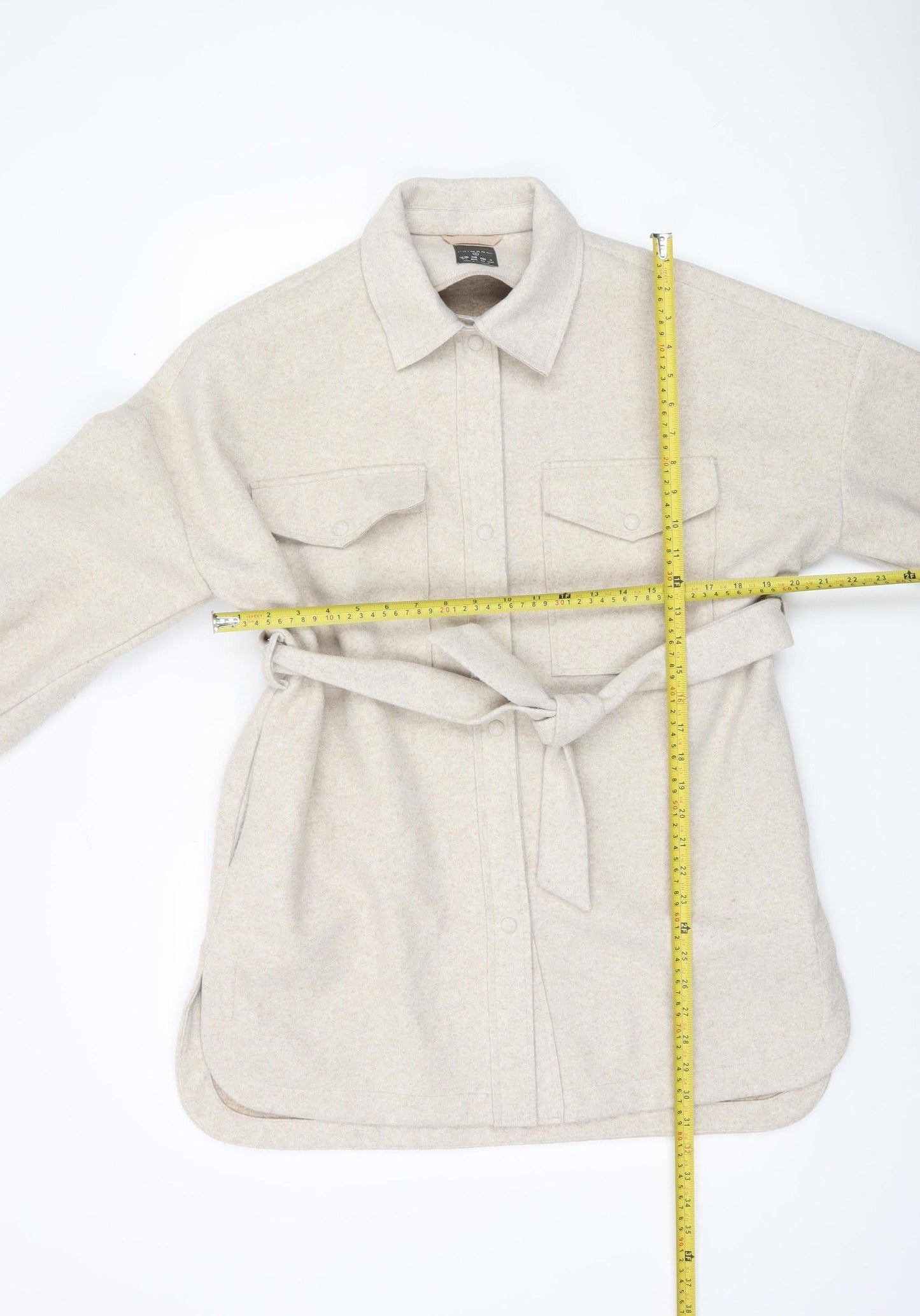 Primark Women’s Beige Coatigan Size 10-12 Belted Long Sleeve