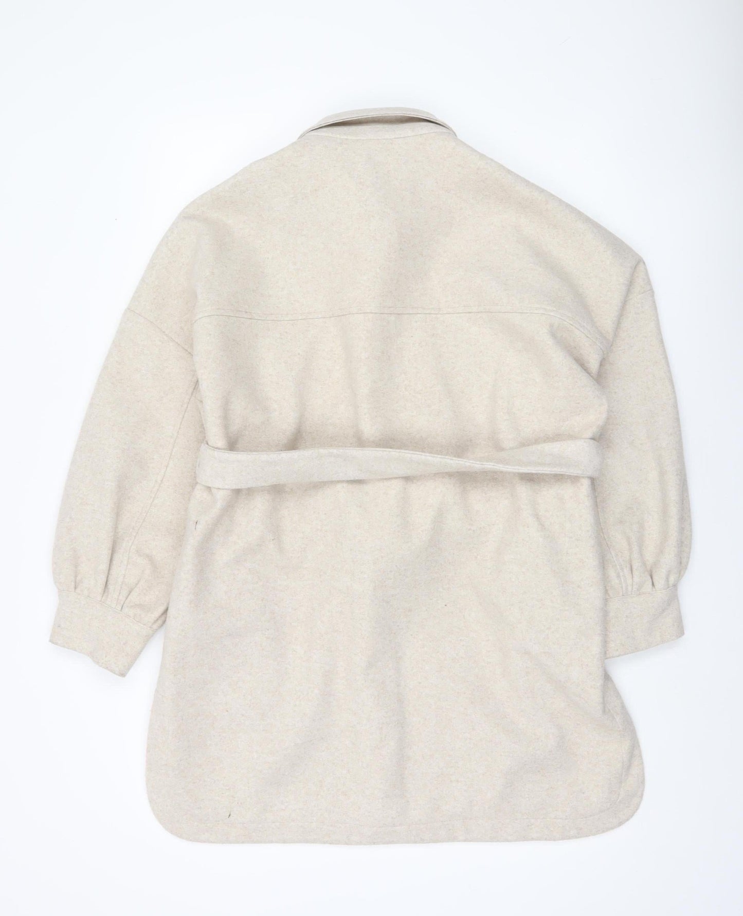 Primark Women’s Beige Coatigan Size 10-12 Belted Long Sleeve