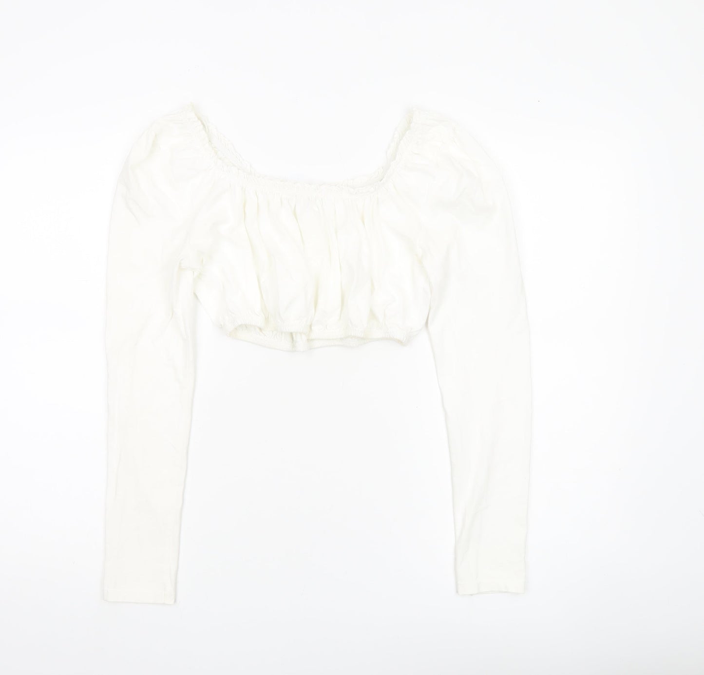 Womens UK Size 10 Topshop White Cropped Blouse