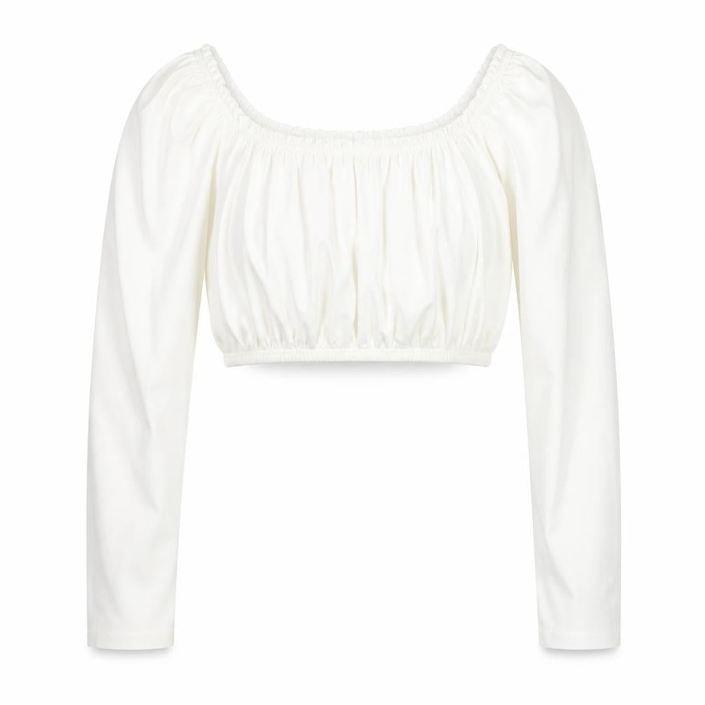 Womens UK Size 10 Topshop White Cropped Blouse