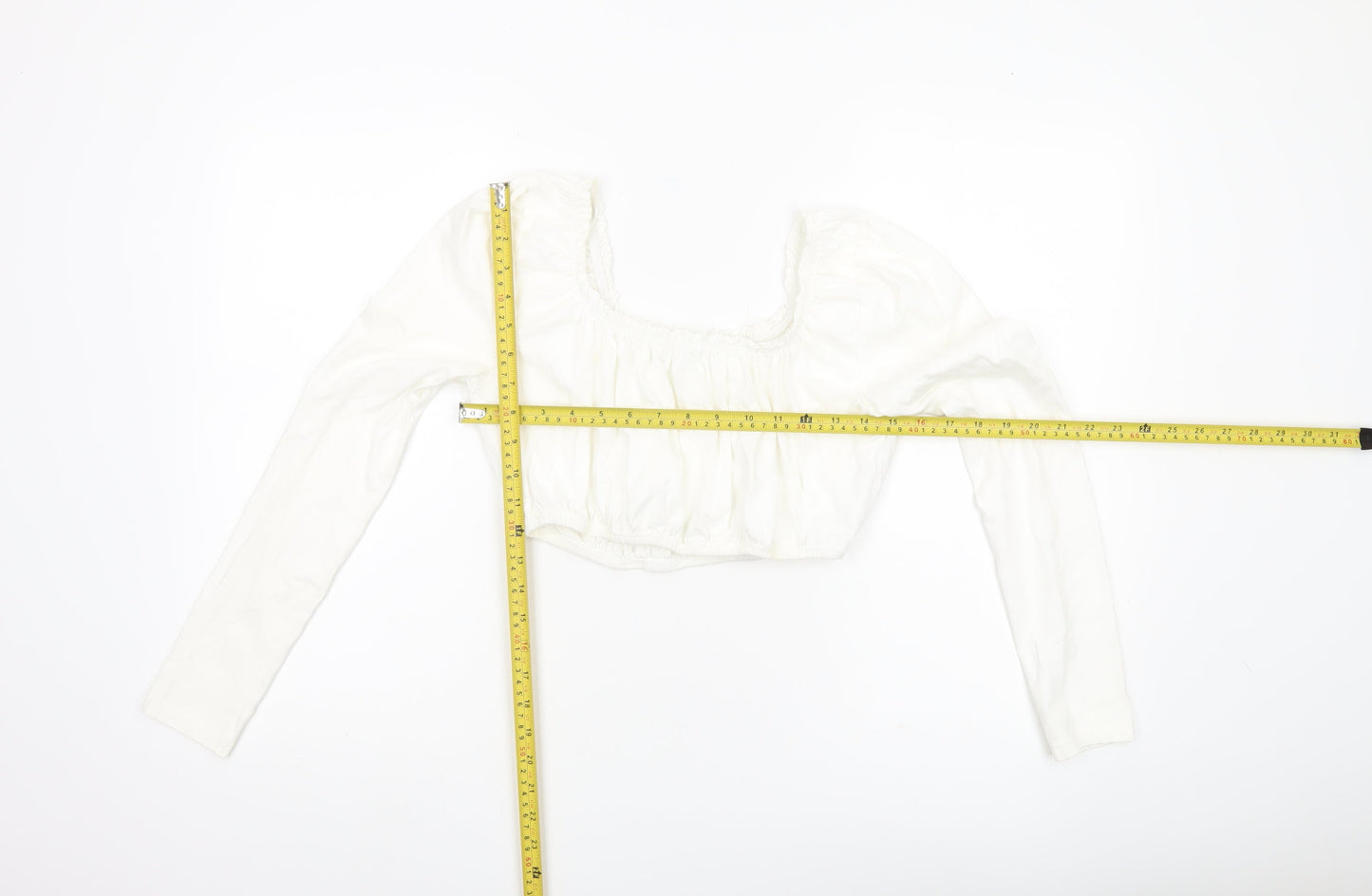 Womens UK Size 10 Topshop White Cropped Blouse