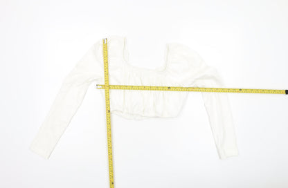 Womens UK Size 10 Topshop White Cropped Blouse