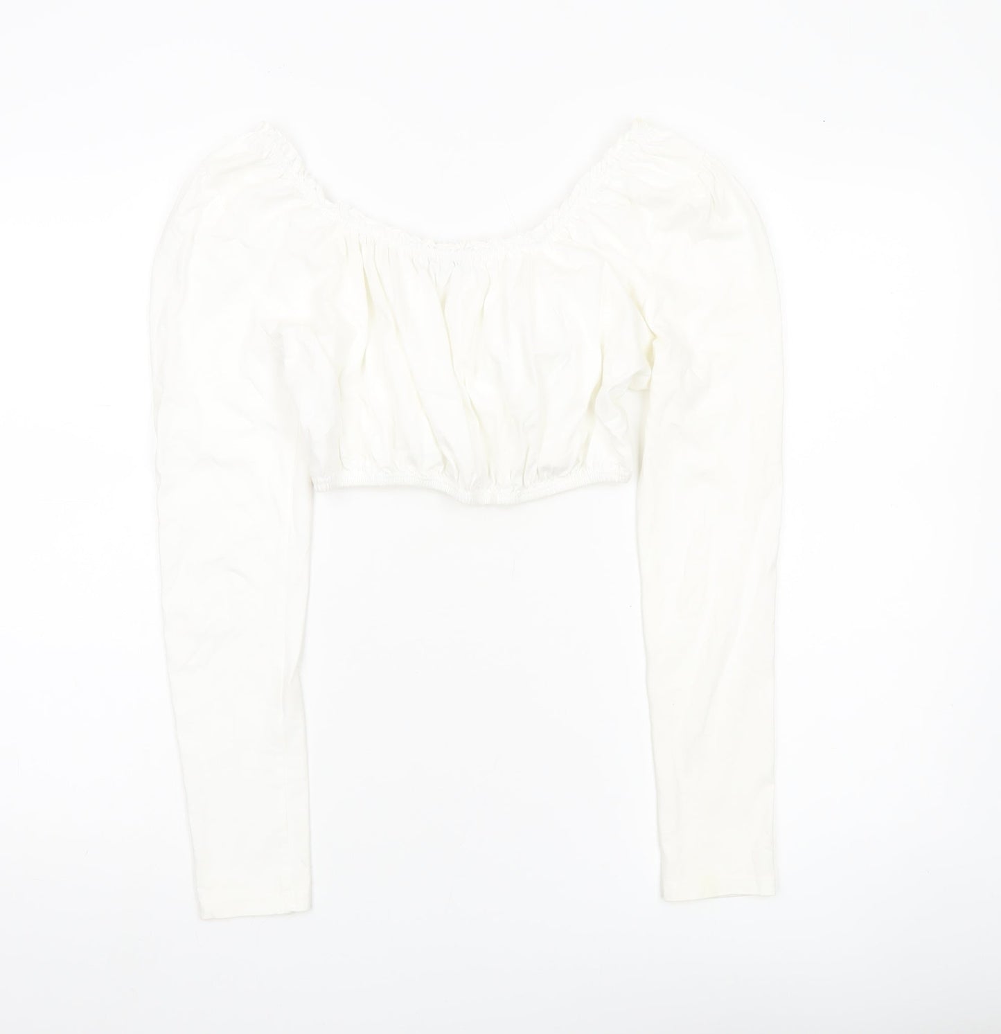 Womens UK Size 10 Topshop White Cropped Blouse