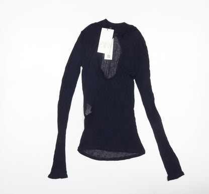 Womens UK Size S Zara Blue Basic Blouse