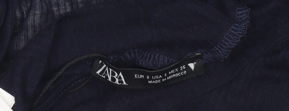 Womens UK Size S Zara Blue Basic Blouse