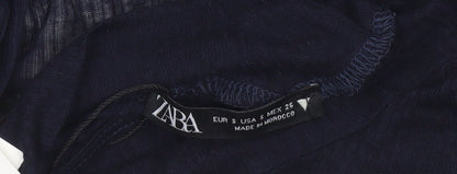 Womens UK Size S Zara Blue Basic Blouse