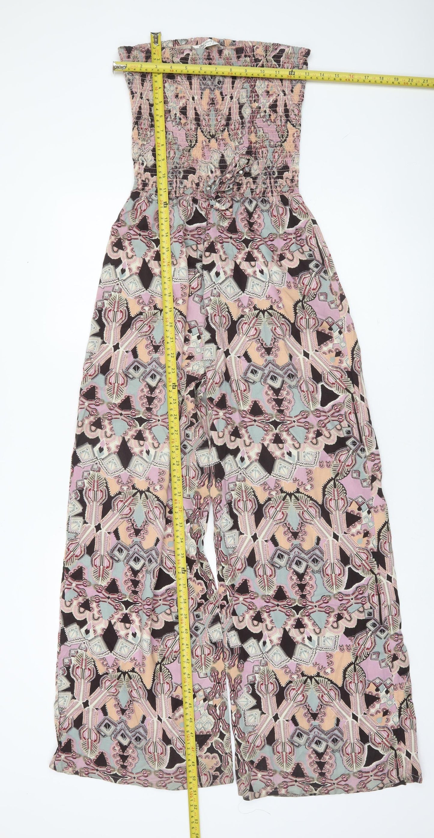 Miss Selfridge Womens Multicoloured Jumpsuit UK 10 Wide-Leg Strapless