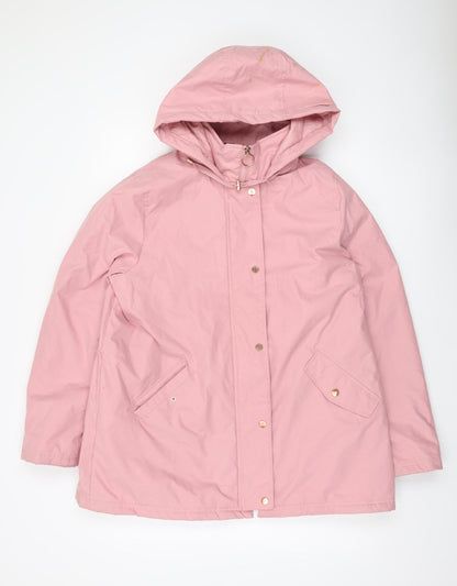 Tu Women Pink Polyester Parka Jacket Size 16 Hooded Mid-Length