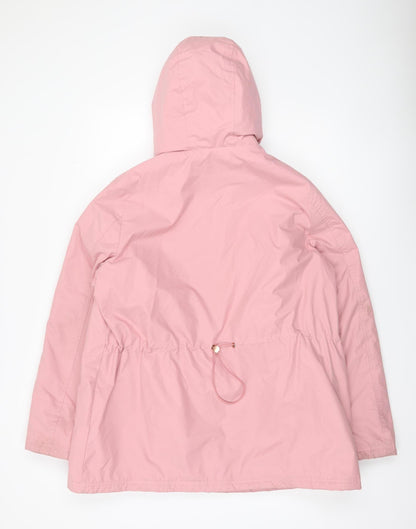 Tu Women Pink Polyester Parka Jacket Size 16 Hooded Mid-Length