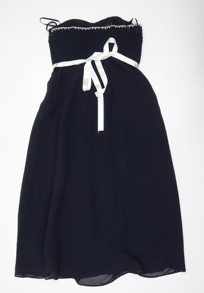 Début Women’s Blue Strapless Midi Dress Size 14 Formal Wedding Party