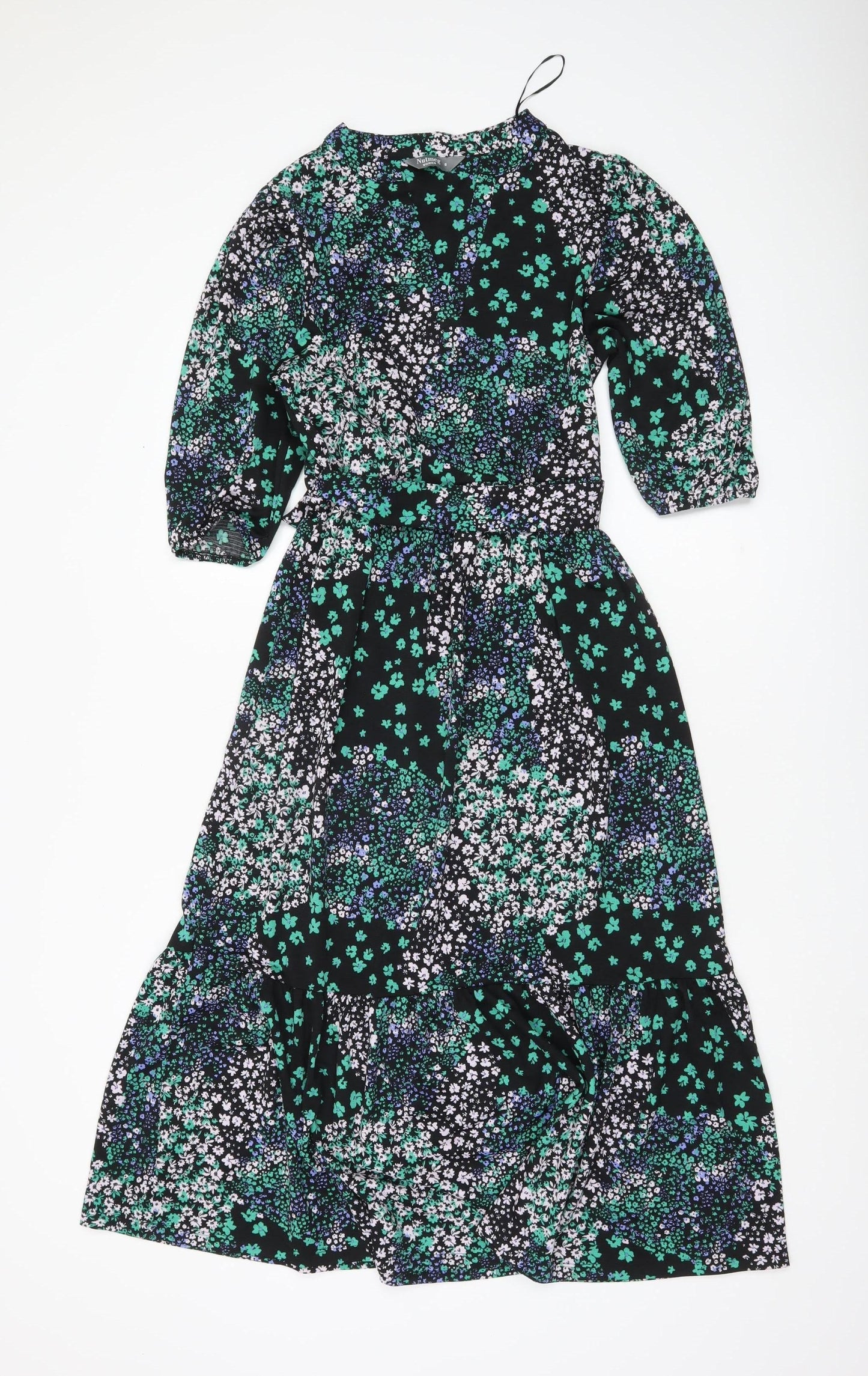Nutmeg Women’s Multicoloured Floral Midi Fit & Flare Dress Size 8