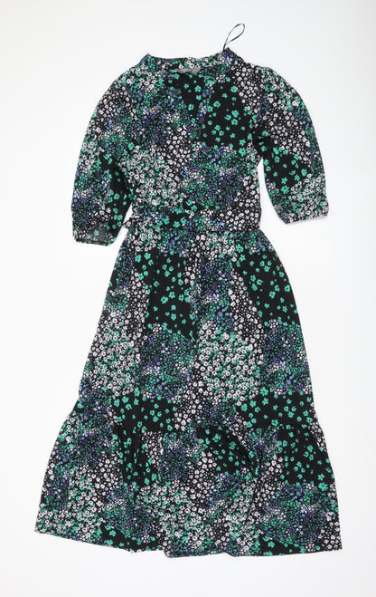 Nutmeg Women’s Multicoloured Floral Midi Fit & Flare Dress Size 8