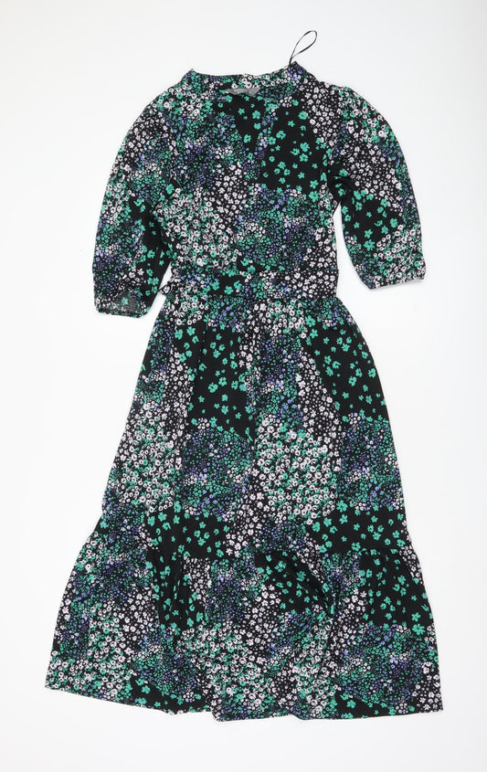 Nutmeg Women’s Multicoloured Floral Midi Fit & Flare Dress Size 8