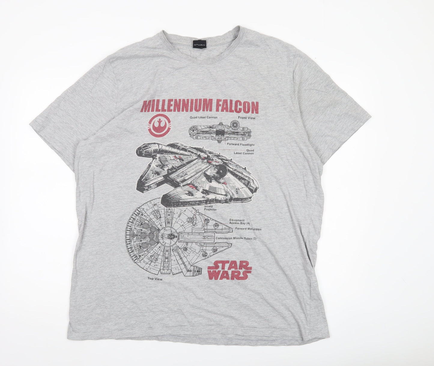 Star Wars Men’s 2XL Grey Millennium Falcon Graphic T-Shirt