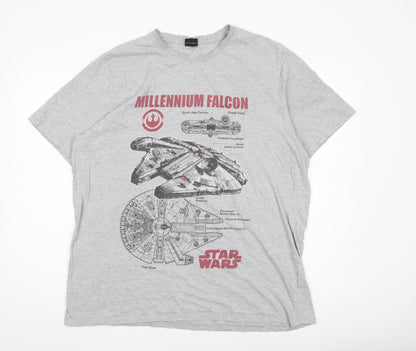 Star Wars Men’s 2XL Grey Millennium Falcon Graphic T-Shirt