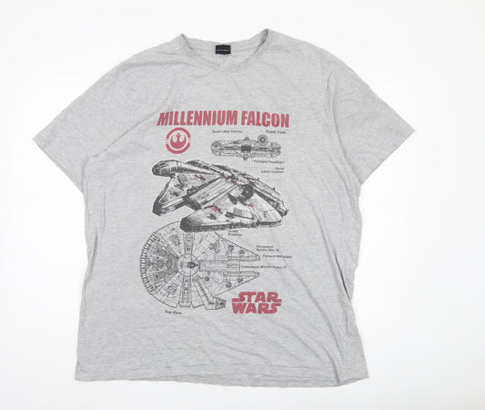 Star Wars Men’s 2XL Grey Millennium Falcon Graphic T-Shirt