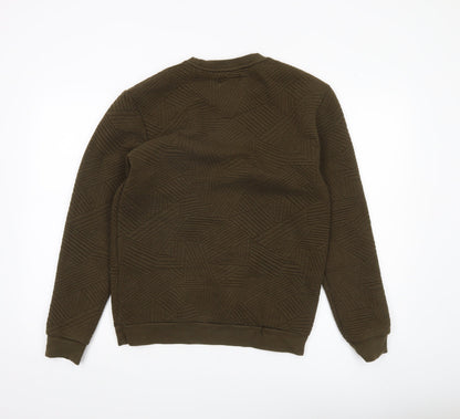 Zara Man Mens Green Quilted Geometric Pullover Sweatshirt Size M