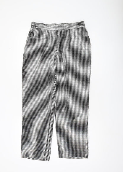 Zara Basic Womens Black White Houndstooth Straight Trousers S