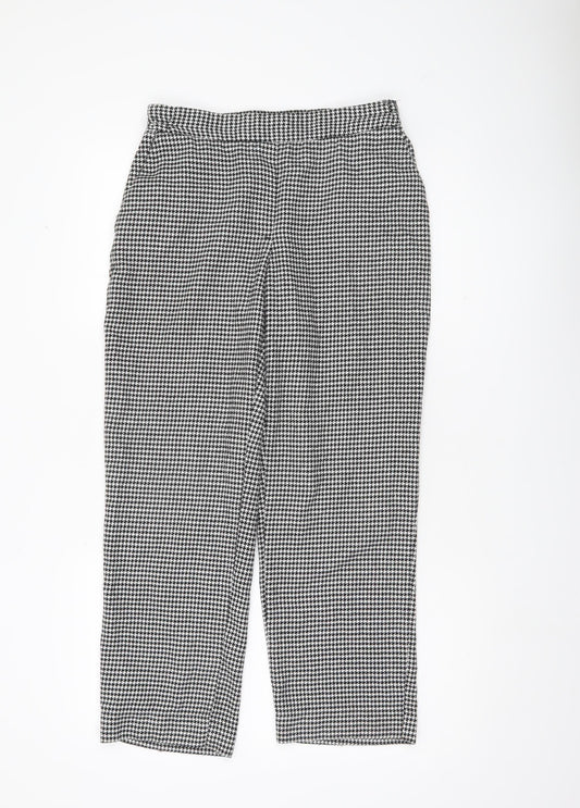 Zara Basic Womens Black White Houndstooth Straight Trousers S