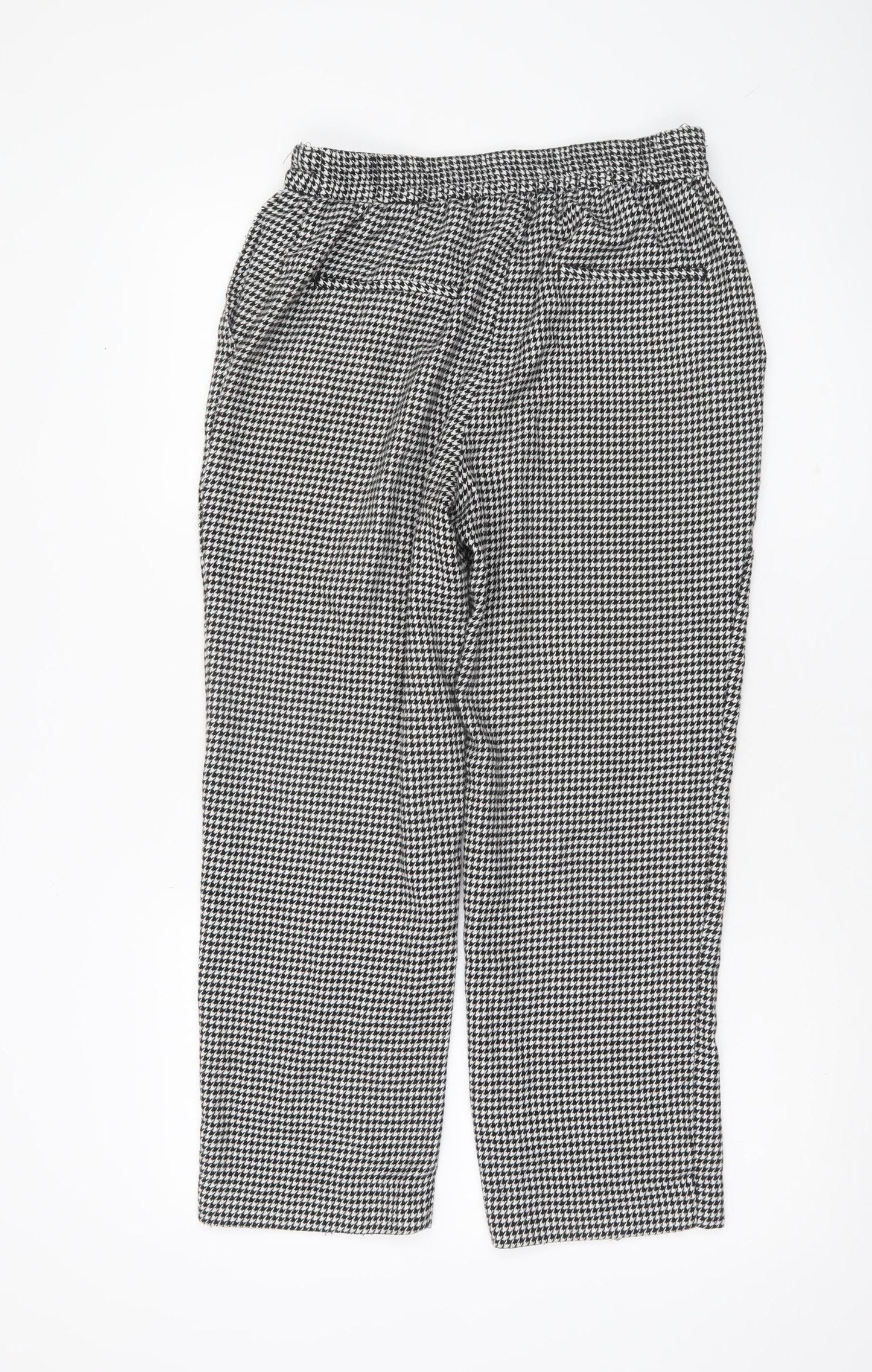 Zara Basic Womens Black White Houndstooth Straight Trousers S