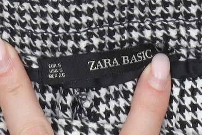 Zara Basic Womens Black White Houndstooth Straight Trousers S