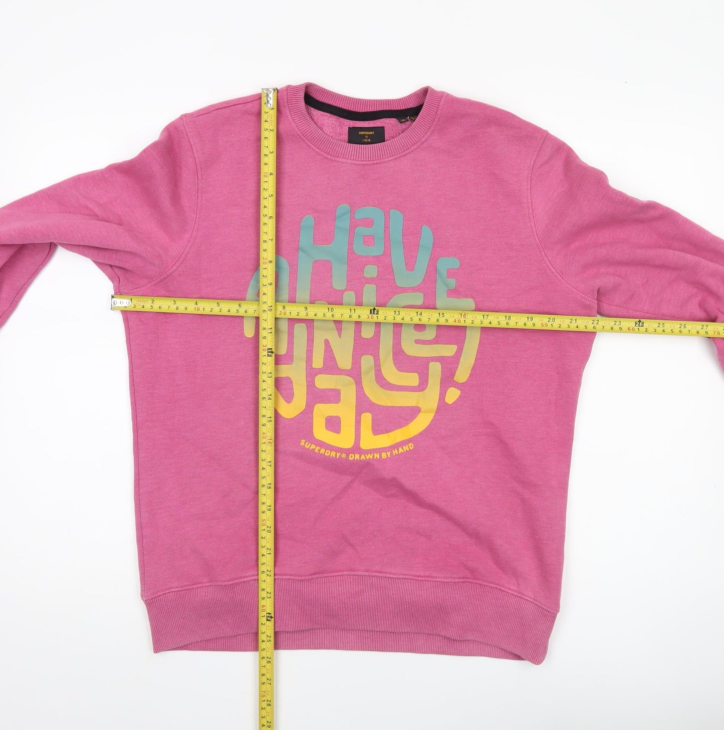 Superdry Women Pink Crew Neck Sweatshirt UK 10 Graphic Print