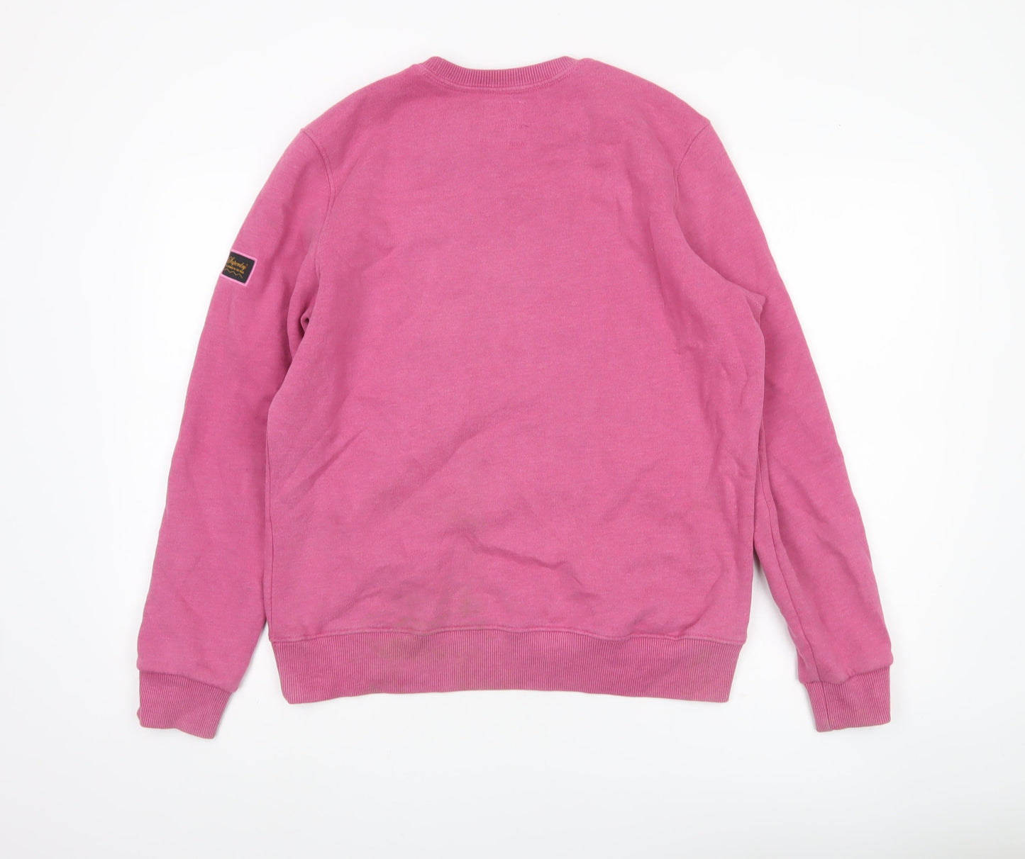 Superdry Women Pink Crew Neck Sweatshirt UK 10 Graphic Print