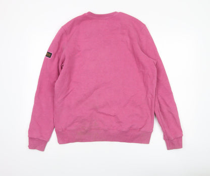 Superdry Women Pink Crew Neck Sweatshirt UK 10 Graphic Print