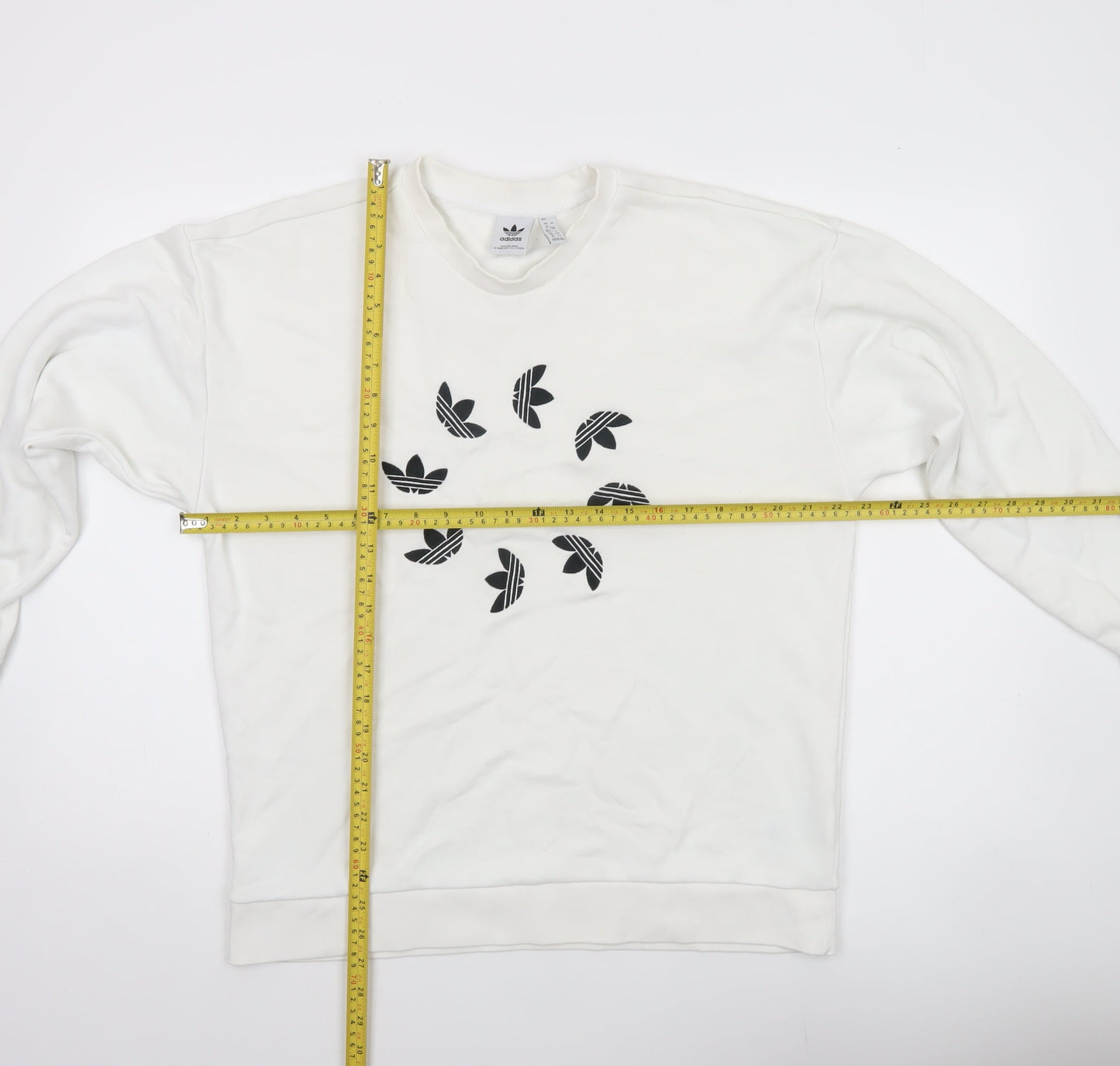 Adidas Womens White Logo Sweatshirt UK 12 Pullover Crew Neck